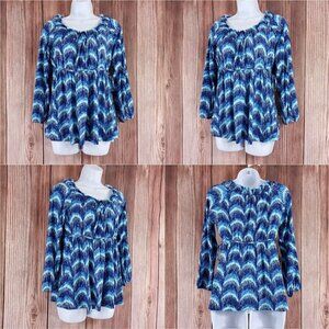 Lilly Pulitzer Womens Size Small Blue Curves Waves Tunic Top Rayon Blend 82028